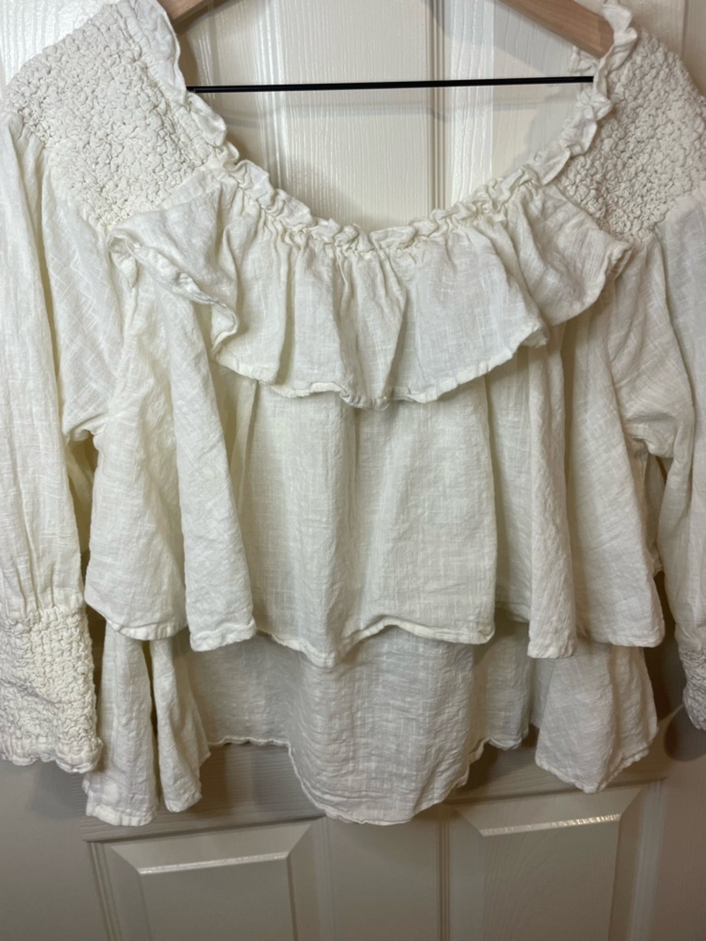 For the Republic Tiered Off the Shoulder Cotton Blouse Boho Cottagecore Size XL - Picture 6 of 8